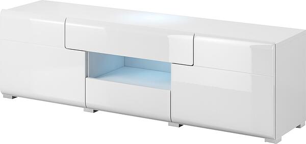 ТВ шкаф Толедо с 2 врати и 2 чекмеджета бял гланц с дължина 159 см