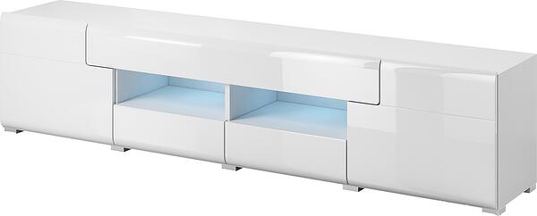 ТВ шкаф Толедо с 2 врати и 4 чекмеджета бял гланц с дължина 208 см