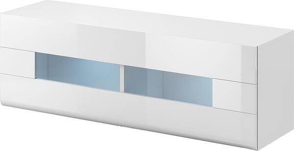 Хоризонтална стенна витрина Толедо с 1 повдигаща врата бял гланц