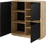 Висок комод Астон с 3 врати и 1 ниша дъб таурус и черен мат