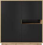 Висок комод Астон с 3 врати и 1 ниша дъб таурус и черен мат