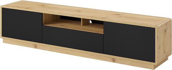 ТВ шкаф Астон с 2 врати, 1 чекмедже и 1 ниша с дължина 200 см дъб таурус и черен мат