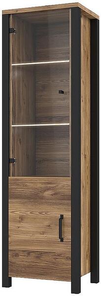 Витрина Олин с 2 врати апенцелски бор и черен мат