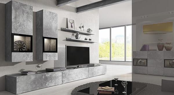 Секция Барос светъл бетон и черни рамки