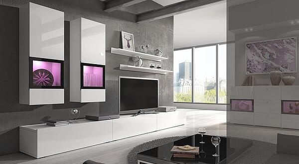 Секция Барос бял гланц и черни рамки