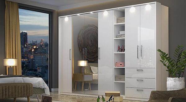 Модулна комбинация Оптима бял гланц