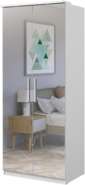 Гардероб Оптима с 2 врати и огледало 90 см бял мат