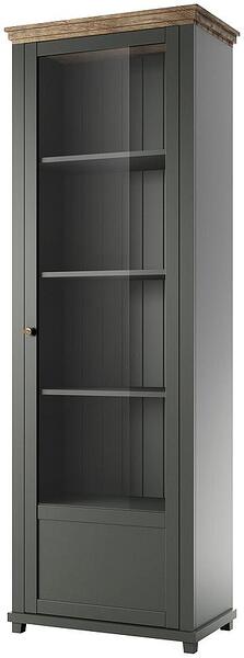 Витрина Евора с 1 дясна врата тъмно зелен мат и дъб лефкас