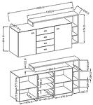 Скрин Бота с 2 врати, 4 чекмеджета и надстройка с полици черен мат