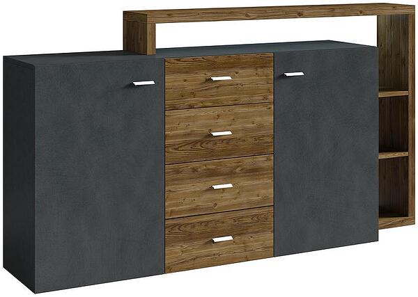 Скрин Бота с 2 врати, 4 чекмеджета и надстройка с полици апенцелски бор и матера