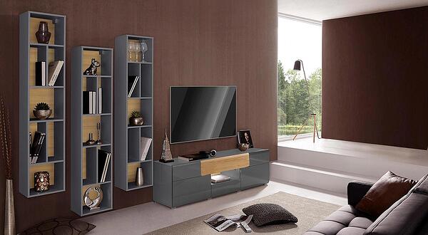 Модулна комбинация Толедо V антрацит гланц и дъб грандсон