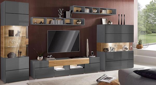 Модулна комбинация Толедо II антрацит гланц и дъб грандсон