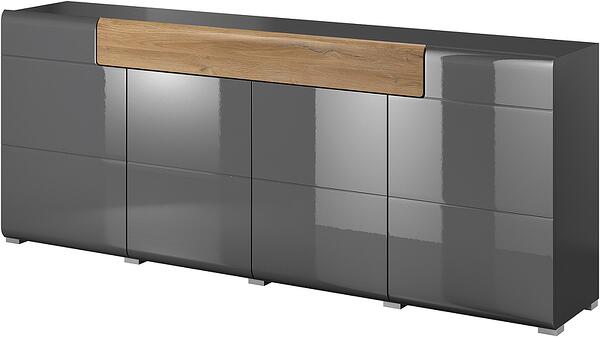 Скрин Толедо с 4 врати и 1 двойно чекмедже антрацит гланц и дъб грандсон