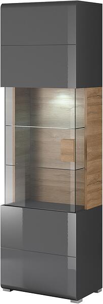 Витрина Толедо с 1 врата лява/дясна антрацит гланц и дъб грандсон