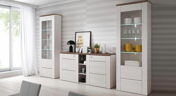 Модулна комбинация Ларона II избелен бор и дъб сонома трюфел