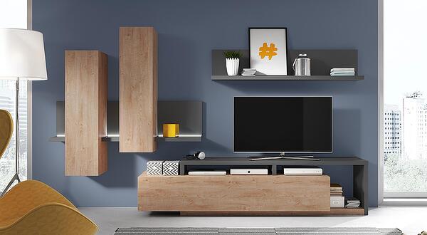 Секция Бота антрацит мат и дъб рибец