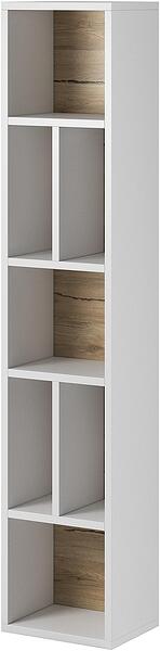 Вертикална стенна етажерка Толедо бял мат и светъл дъб сан ремо