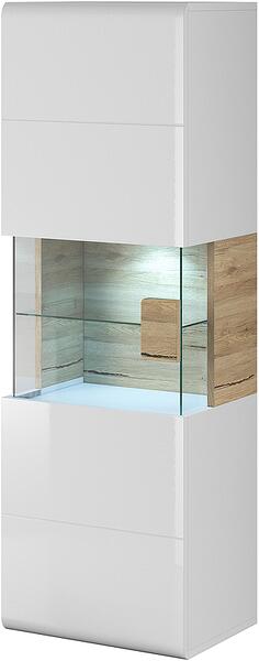 Стенна витрина Толедо с 1 врата лява/дясна бял гланц и светъл дъб сан ремо