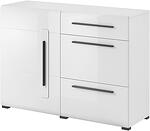 Скрин Тулса с 1 врата и 3 чекмеджета бял гланц