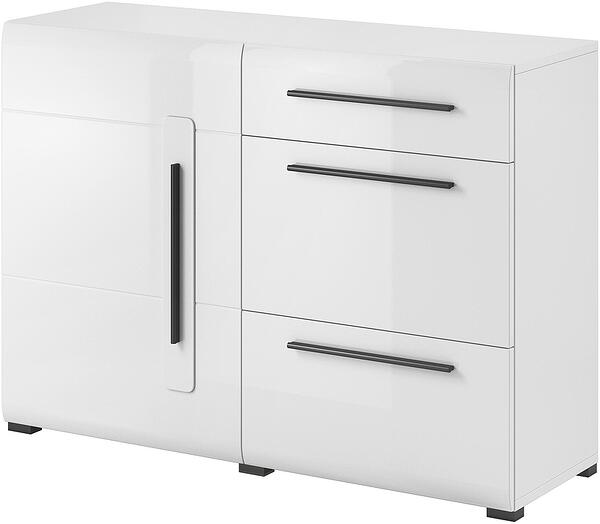 Скрин Тулса с 1 врата и 3 чекмеджета бял гланц