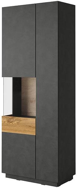 Витрина Силке с 2 врати и ляво остъкляване матера и дъб вотан