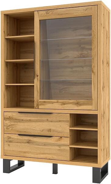 Витрина Хале с 1 врата и 2 чекмеджета дъб вотан