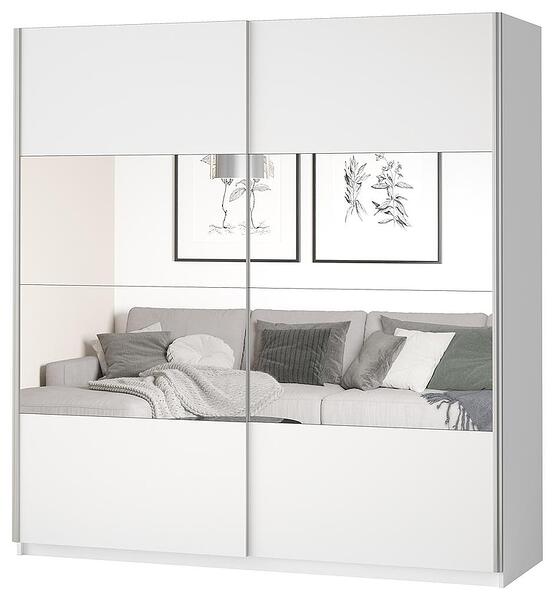 Гардероб Бета с 2 плъзгащи врати и огледало бял мат с дължина 120, 150, 180, 200 и 221 см