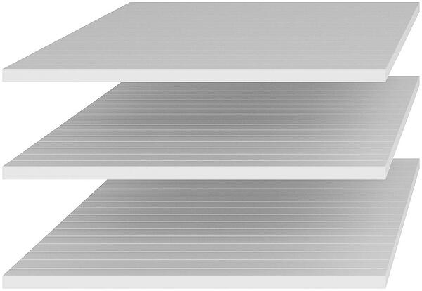 Рафтове 3 бр. за гардероб Сигма с 2 плъзгащи врати и огледало дъб флагстаф с жълта нишка или сребърна нишка и черен мат с дължина 200 см