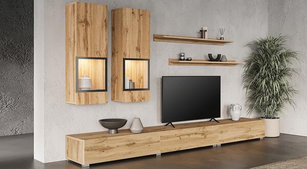 Секция Барос светло бежов мат и черни рамки-Copy