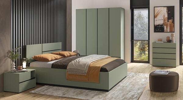 Спален комплект Крос с избор на размер на легло и повдигащ механизъм бял и черен мат-Copy