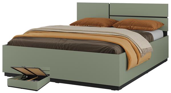 Легло Крос с повдигащ механизъм за матрак с размер 160/200 или 180/200 см борово зелено и черен мат