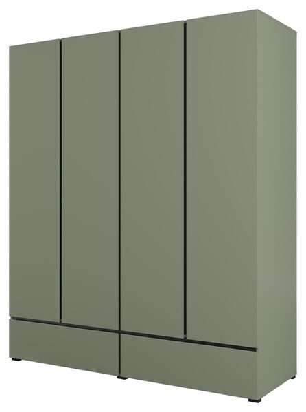 Гардероб Крос с 4 врати и 2 чекмеджета бял и черен мат с дължина 180 см-Copy