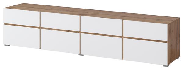 ТВ шкаф Крос с 4 клапващи врати и 4 чекмеджета бял и черен мат-Copy