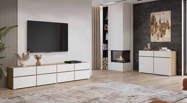 Модулна комбинация Крос I бял мат и дъб вотан-Copy