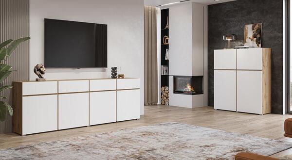 Модулна комбинация Крос I бял мат и дъб вотан-Copy