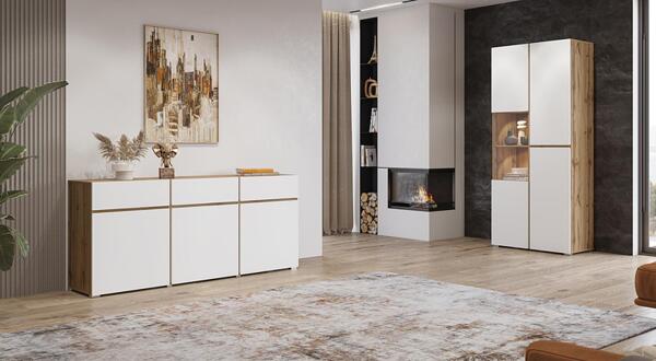 Модулна комбинация Крос III бял мат и дъб вотан-Copy