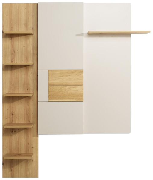 Стенен панел с 6 рафта Бруно дъб артизан и кашмир мат