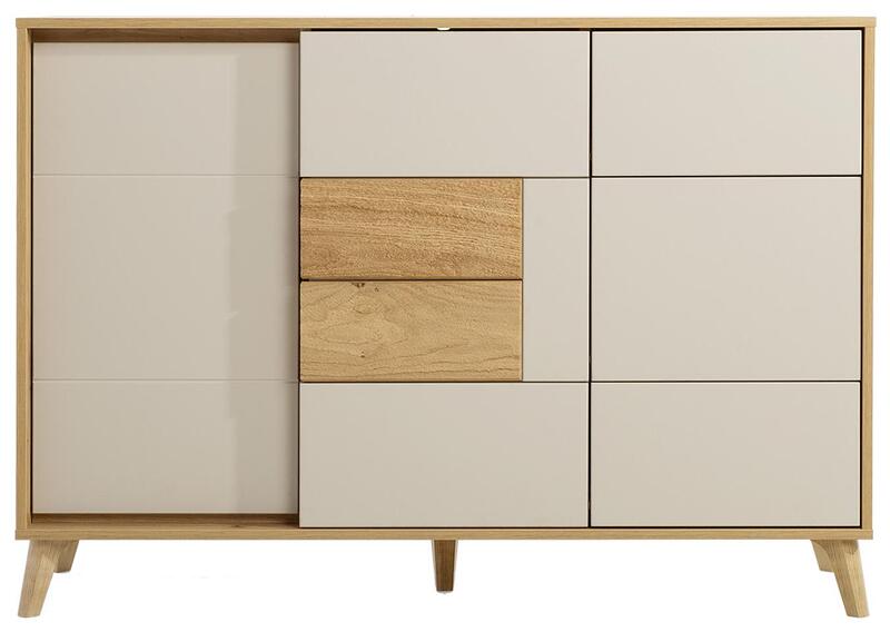 Скрин Бруно с 2 врати и 3 чекмеджета дъб артизан и кашмир мат