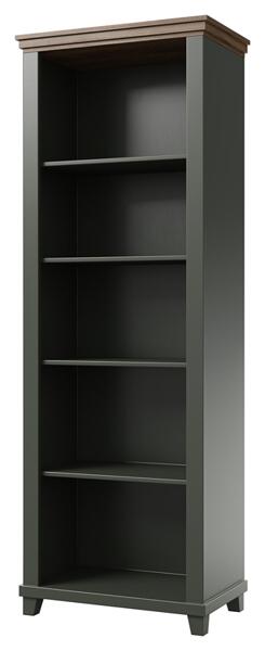 Регал Евора с 5 ниши тъмно зелен мат и дъб лефкас