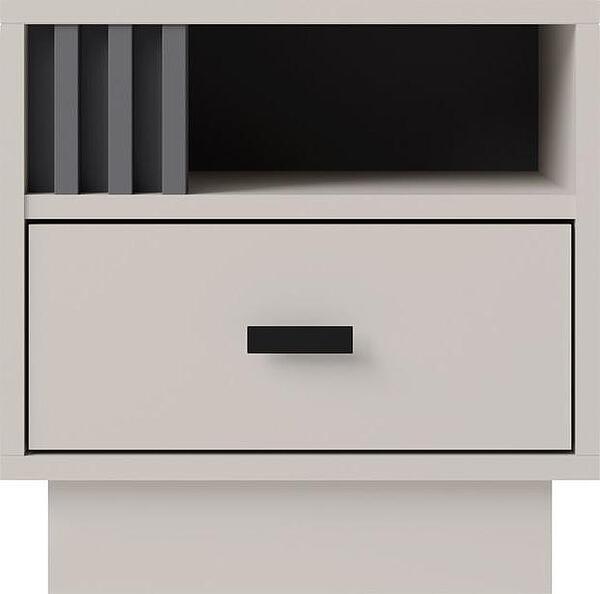 Нощно шкафче Алмо ляво с 1 чекмедже и ниша кашмир и антрацит мат