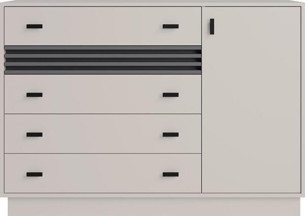Скрин Алмо с 1 врата и 5 чекмеджета дъб естана и антрацит мат-Copy