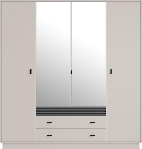 Гардероб Алмо с 4 врати, 2 чекмеджета и огледало с дължина 200 см дъб естана и антрацит мат-Copy