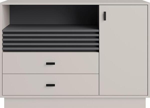 Скрин Алмо с 1 врата, 3 чекмеджета и 1 ниша дъб естана и антрацит мат-Copy