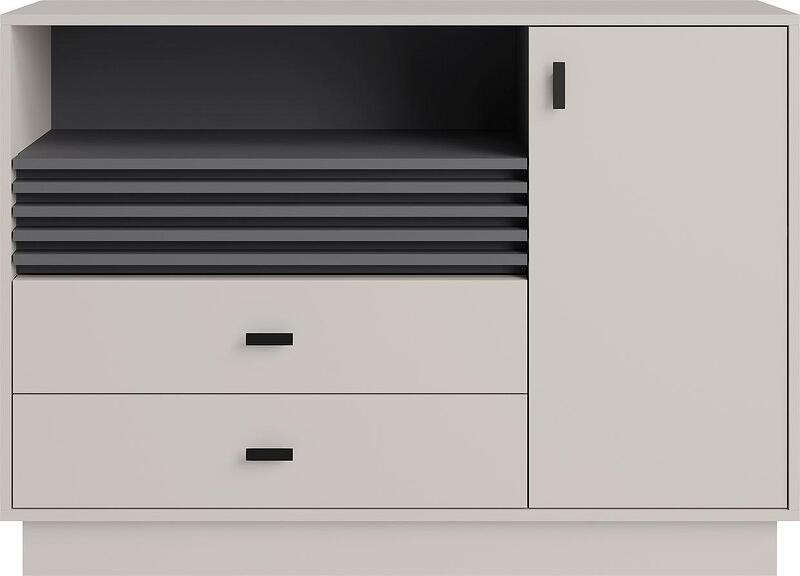 Скрин Алмо с 1 врата, 3 чекмеджета и 1 ниша дъб естана и антрацит мат-Copy