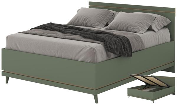 Легло Сканди за матрак с размер 160/200 или 180/200 см избелен зелен мат и маслен дъб-Copy