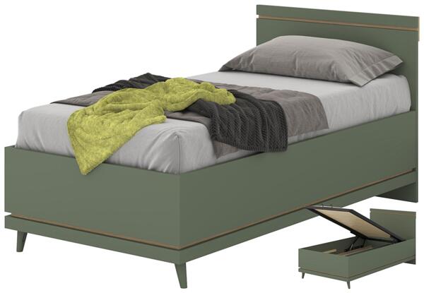 Легло Сканди за матрак с размер 100/200 см избелен зелен мат и маслен дъб-Copy