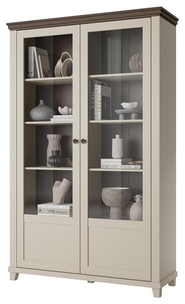 Витрина Евора с 2 врати тъмно зелен мат и дъб лефкас-Copy