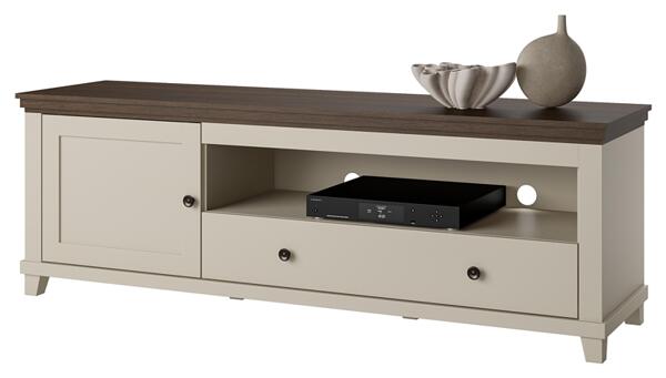 ТВ шкаф Евора с 1 врата и 1 чекмедже тъмно зелен мат и дъб лефкас-Copy