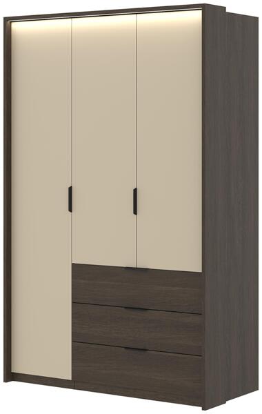 Гардероб Мола с 3 врати и 3 чекмеджета с дължина 139 см дъб дунин и светло бежов мат