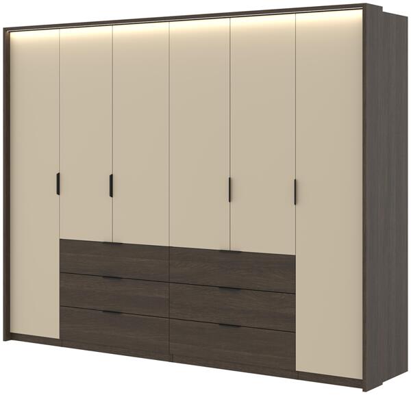 Гардероб Мола с 3 врати и 3 чекмеджета с дължина 139 см дъб дунин и светло бежов мат-Copy